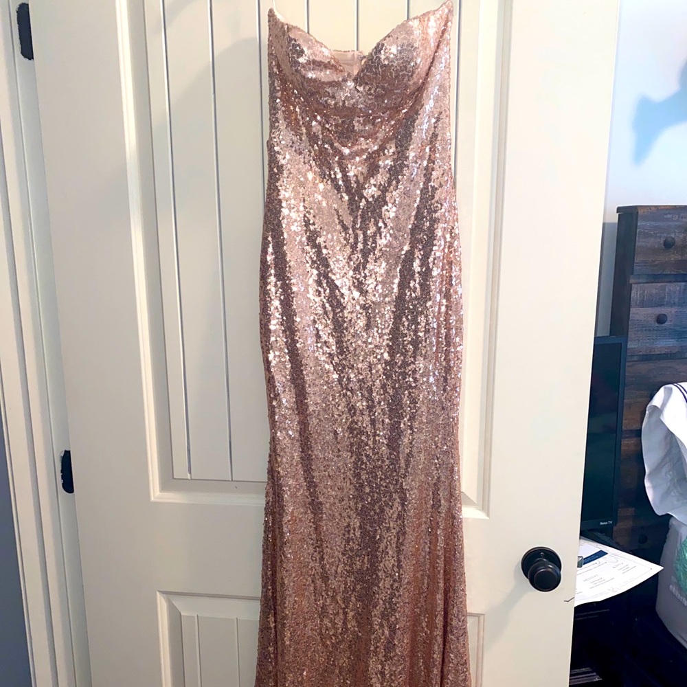 Ricarica Champagne Sequin Formal DRESS Mermaid Long Formal Dress With Slit